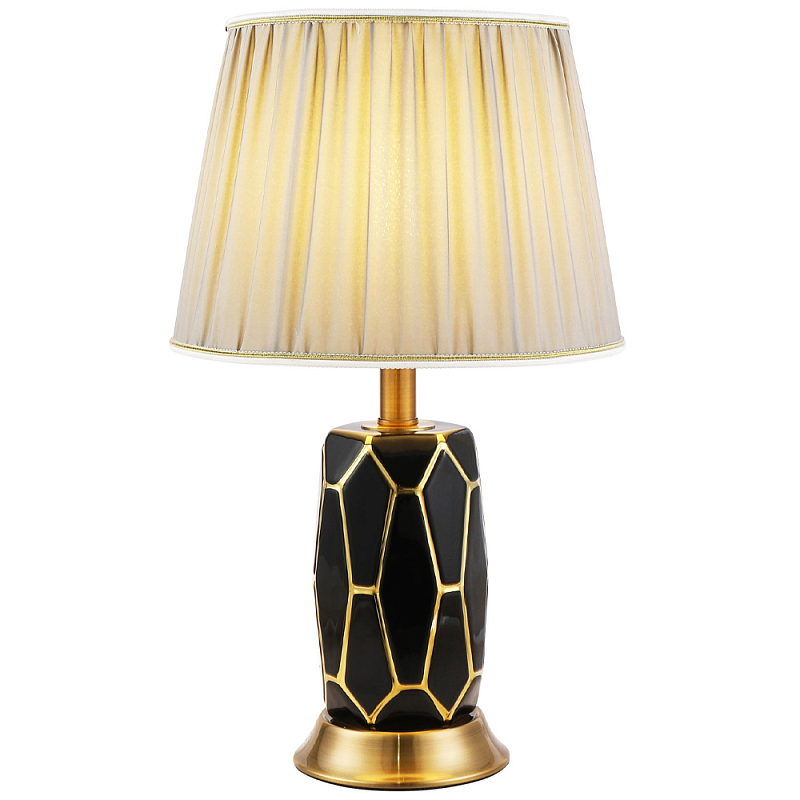 Настольная лампа с абажуром Fiorella Table Lamp Black Черный Золотой Бежевый Настольная лампа с абажуром Fiorella Table Lamp Black Черный Золотой Бежевый в Челябинске | Loft Concept