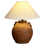 Настольная лампа керамическая коричневая с тканевым абажуром Eastern Tale варинант исполнения - 2 | Loft Concept в Челябинске