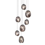 Люстра каскадная с 7-ю круглыми плафонами из рельефного стекла Disc Light варинант исполнения - 1 | Loft Concept в Челябинске