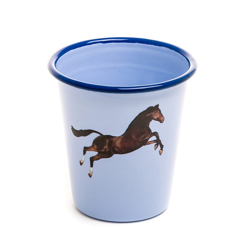 Стакан Seletti Enamel Horse Голубой Коричневый Стакан Seletti Enamel Horse Голубой Коричневый в Челябинске | Loft Concept