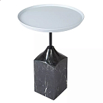 Кофейный столик с круглой столешницей и мраморным основанием Steel Reliability варинант исполнения - 2 | Loft Concept в Челябинске