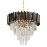 Люстра из черного металла с многоярусными подвесками из прозрачного хрусталя на золотой цепи Empire Black Chandelier Crystal варинант исполнения - 1 | Loft Concept в Челябинске