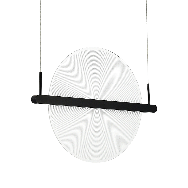 Светодиодный подвесной светильник круглой формы с металлическим черным каркасом Marble Glow Прозрачный Черный в Челябинске | Loft Concept 