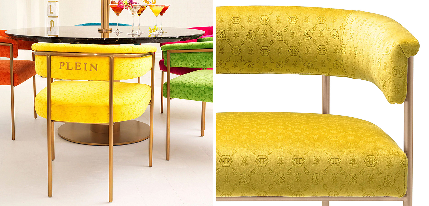 Стул Philipp Plein Dining Chair Monogram Жёлтый Стул Philipp Plein Dining Chair Monogram Жёлтый - Loft-Concept в Челябинске