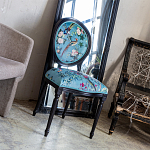 Стул из массива бука бирюзовый с изображением птиц и цветов Turquoise Chinoiserie Birds Garden Chair варинант исполнения - 7 | Loft Concept в Челябинске