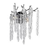 Бра цвета хром с ветвями и прозрачными стеклянными подвесками в виде вытянутых спиральных капель Droplet Chandelier варинант исполнения - 1 | Loft Concept в Челябинске