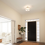 Потолочный светильник с двойным цилиндрическим плафоном из белого стекла и прозрачной органзы Kichler варинант исполнения - 11 | Loft Concept в Челябинске