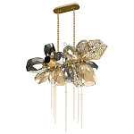 Люстра подвесная с 18-ю стеклянными плафонами с вертикальными подвесками Gilded Mirage  варинант исполнения - 5 | Loft Concept в Челябинске