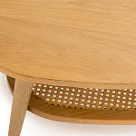 Журнальный стол из массива дуба и декором из плетеного ротанга Reyer Rattan Coffee Table варинант исполнения - 3 | Loft Concept в Челябинске