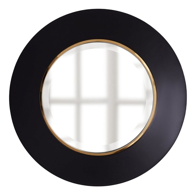 Чёрное настенное зеркало с золотым кантом Porunalia Зеркало Черный Золотой в Челябинске | Loft Concept 