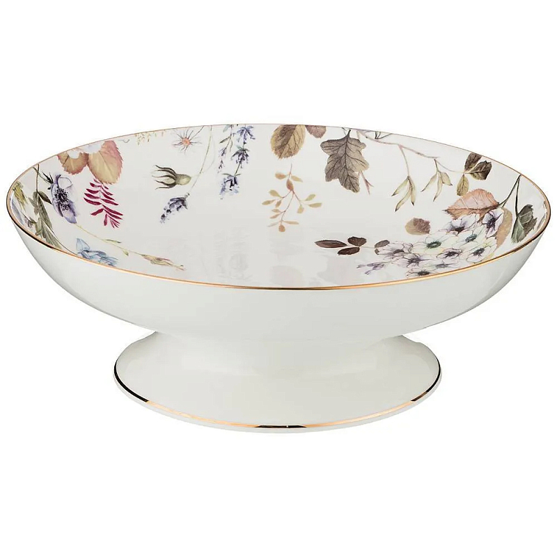 Ваза фарфоровая белая на ножке с рисунком цветов Garden Whisper Porcelain Set Белый Мульти Ваза фарфоровая белая на ножке с рисунком цветов Garden Whisper Porcelain Set Белый Мульти в Челябинске | Loft Concept