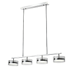 Люстра светодиодная с 4-мя круглыми прозрачными плафонами цилиндрической формы из акрила и стекла с пультом для регулировки света Glass Lamp Chromium варинант исполнения - 1 | Loft Concept в Челябинске