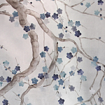 Обои ручная роспись Plum Blossom Inky Hokusai on Sterling Silver gilded silk варинант исполнения - 1 | Loft Concept в Челябинске