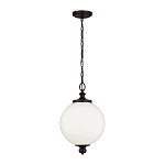 Подвесной светильник с белым стеклянным плафоном в форме шара на цепи Feiss варинант исполнения - 2 | Loft Concept в Челябинске
