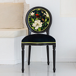 Стул чёрный из натурального бука с изображением птица в саду Blooming Red Birds варинант исполнения - 3 | Loft Concept в Челябинске