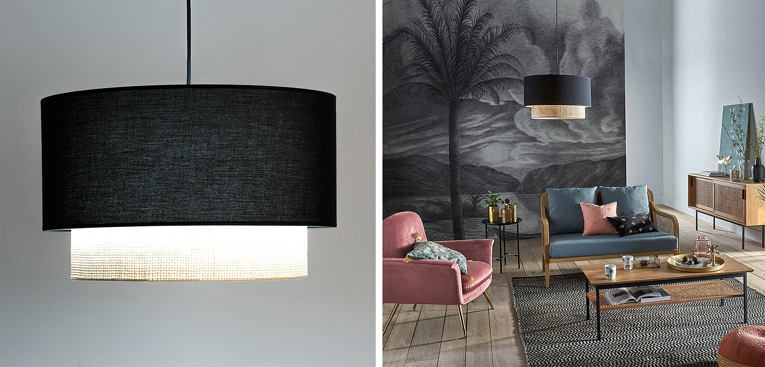 Подвесной светильник Ottar Wicker Black lampshade Подвесной светильник Ottar Wicker Black lampshade - Loft-Concept в Челябинске