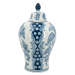 Ваза с крышкой и голубым цветочным рисунком 37 см Blue & White Ornament варинант исполнения - 2 | Loft Concept в Челябинске