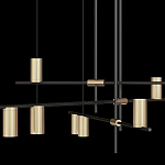 Люстра с 9-ю цилиндрическими плафонами цвета латунь TRIBES CHANDELIER варинант исполнения - 3 | Loft Concept в Челябинске