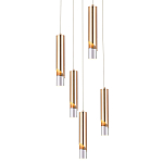 Подвесной светильник Metal Acrylic Tube Five Gold Hanging Lamp варинант исполнения - 1 | Loft Concept в Челябинске