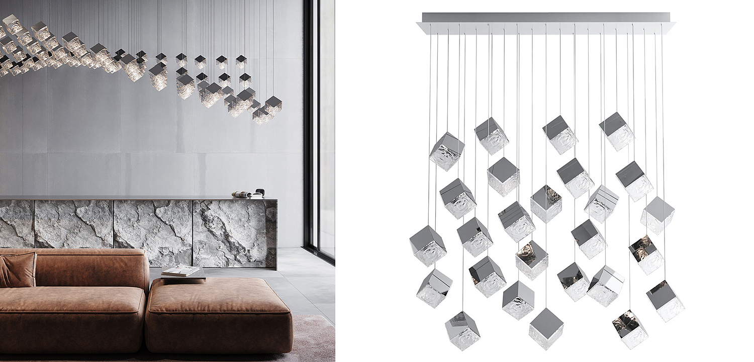 Люстра Pyrite Chrome 26 Rectangle Люстра Pyrite Chrome 26 Rectangle - Loft-Concept в Челябинске