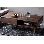 Кофейный стол из дерева с ящиком и нишей для хранения Coffee Walnut Table варинант исполнения - 3 | Loft Concept в Челябинске