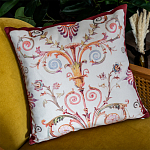 Декоративная подушка бежевая с растительным орнаментом Raffael Floral Beige Red Cushion варинант исполнения - 3 | Loft Concept в Челябинске