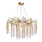 Люстра подвесная золотого цвета с разветвленными ветвями и прозрачными стеклянными подвесками Droplet Chandelier варинант исполнения - 2 | Loft Concept в Челябинске