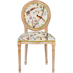 Стул из массива бука бежевый с изображением птиц и цветов Beige Green Chinoiserie Peach Garden Chair варинант исполнения - 1 | Loft Concept в Челябинске