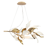 Люстра подвесная с декоративными белыми и золотыми листьями на текстурном основании Wintery flovers варинант исполнения - 2 | Loft Concept в Челябинске