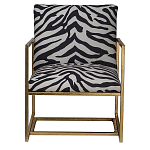 Кресло с металлическим золотистым каркасом и мягкой обивкой с чёрно-белым принтом зебры Wild animals варинант исполнения - 1 | Loft Concept в Челябинске