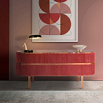 Дизайнерский комод овальный с розовой бархатной обивкой Edith варинант исполнения - 2 | Loft Concept в Челябинске