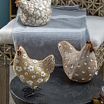 Статуэтка курица с белым цветочным узором и металлическими ножками Rustic Chicken варинант исполнения - 4 | Loft Concept в Челябинске