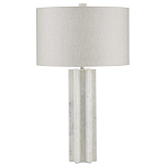 Настольная лампа мраморная с тканевым цилиндрическим абажуром Sharpened варинант исполнения - 4 | Loft Concept в Челябинске