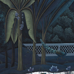 Обои ручная роспись Phuljhari Original colourway on Empire Blue dyed silk варинант исполнения - 3 | Loft Concept в Челябинске