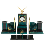 Настольный письменный набор из змеевика тёмно-зелёного цвета с декором в виде орла Successful Leader варинант исполнения - 1 | Loft Concept в Челябинске