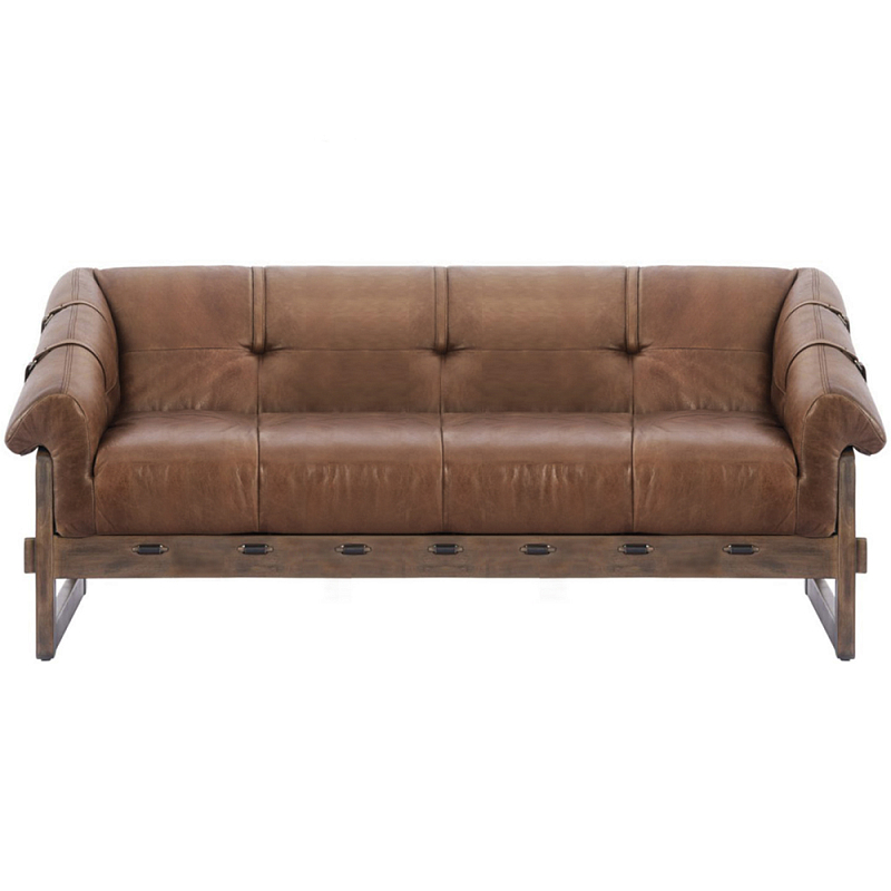Трехместный диван Duncan винтажная коричневая кожа Коричневый винтаж в Челябинске | Loft Concept 