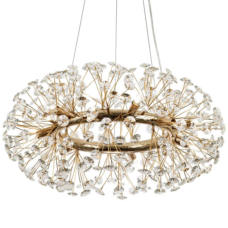 Круглая подвесная люстра Crystal Dandelions Chandelier Глянцевое золото Прозрачный Круглая подвесная люстра Crystal Dandelions Chandelier Глянцевое золото Прозрачный в Челябинске | Loft Concept