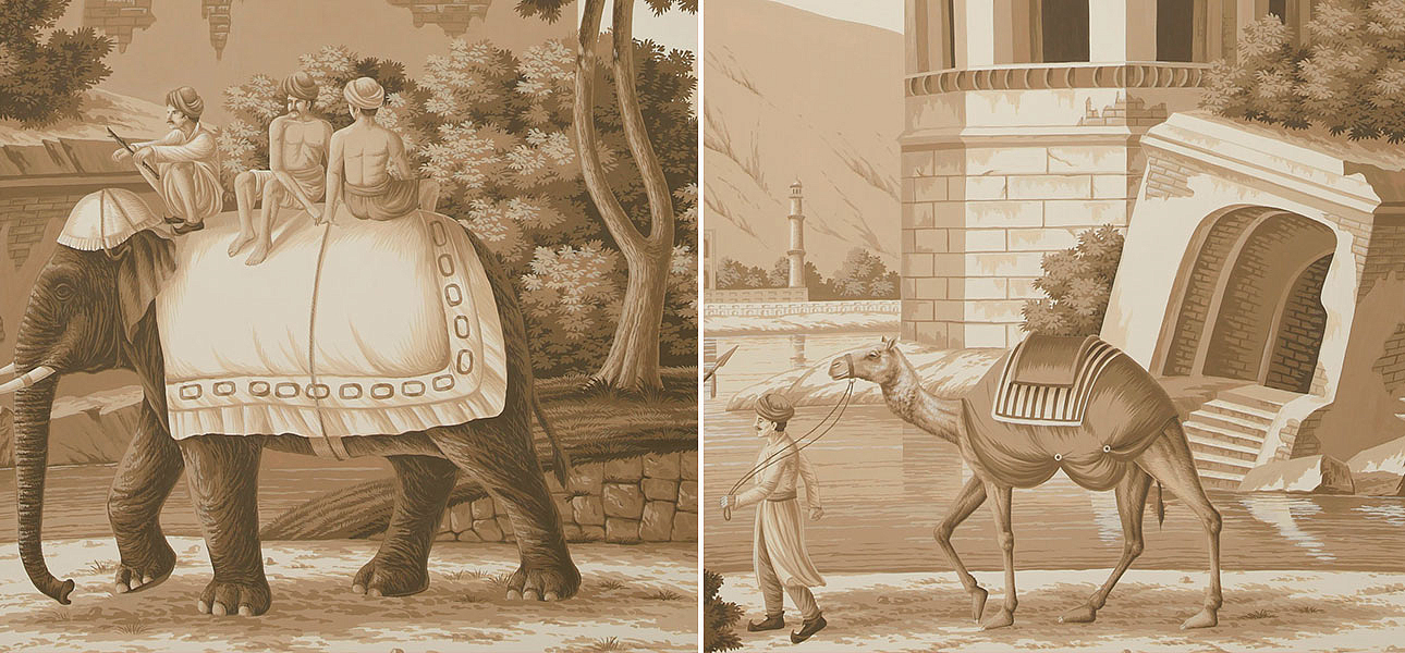 Обои ручная роспись Early Views of India Sepia on scenic paper Обои ручная роспись Early Views of India Sepia on scenic paper - Loft-Concept в Челябинске