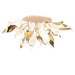 Люстра потолочная с декоративными белыми и золотистыми листьями Wintery flovers варинант исполнения - 1 | Loft Concept в Челябинске