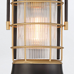 Настенный фонарь цилиндрической формы с рифленым стеклом в золотом каркасе на черном прямоугольном основании Eurofase варинант исполнения - 15 | Loft Concept в Челябинске