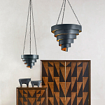 Подвесной светильник в форме спирали черный с золотой внутренней отделкой Warm Glow варинант исполнения - 3 | Loft Concept в Челябинске