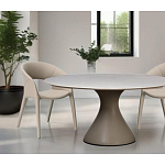 Стол обеденный круглый мраморный на бежевом основании Valedmir варинант исполнения - 6 | Loft Concept в Челябинске