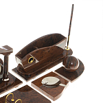 Настольный письменный набор с часами из природного камня обсидиана Competent Leader варинант исполнения - 5 | Loft Concept в Челябинске