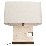 Настольная лампа с прямоугольным основанием из натурального камня c тканевым абажуром Lapis Tiburtinus варинант исполнения - 3 | Loft Concept в Челябинске