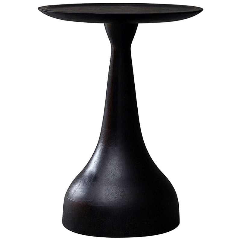 Приставной круглый столик из массива акации Veras Black Side Table Черный в Челябинске | Loft Concept 