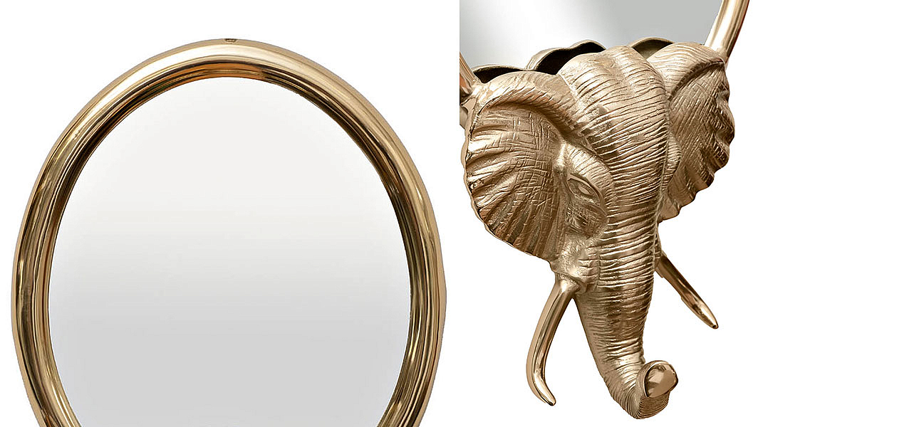 Зеркало с декором слона Gold Elephant Зеркало с декором слона Gold Elephant - Loft-Concept в Челябинске