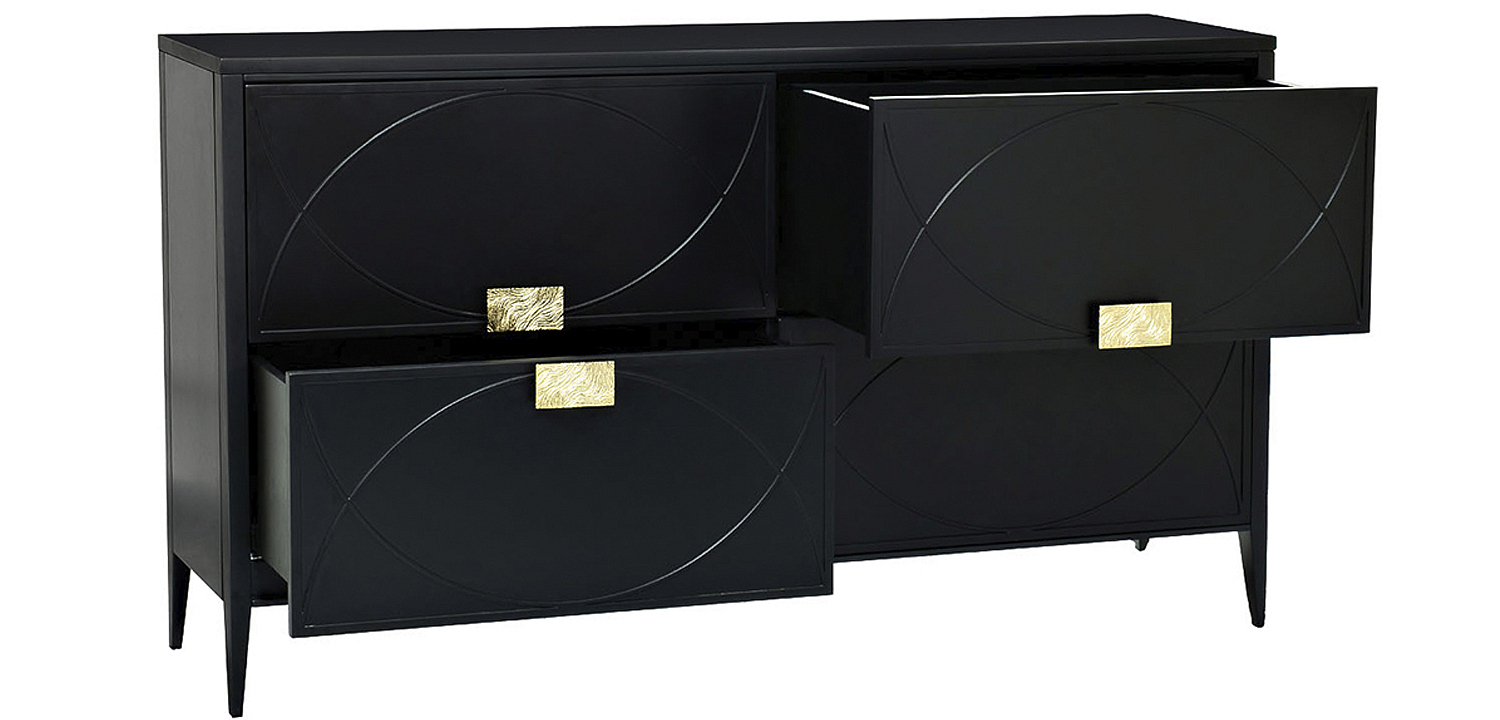 Комод с 4-мя ящиками Amelie Black Chest of Drawers Черный Комод с 4-мя ящиками Amelie Black Chest of Drawers Черный - Loft-Concept в Челябинске
