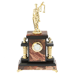 Часы настольные бронзовые из натурального камня Яшма с декором в виде Фемиды Themis Stone Clock варинант исполнения - 1 | Loft Concept в Челябинске