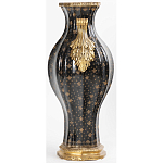 Ваза черного цвета из фарфора с золотистым узором и бронзовыми ручками Высота 39.5 см Eden Garden porcelain and bronze варинант исполнения - 2 | Loft Concept в Челябинске