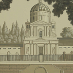 Обои ручная роспись Monuments of Paris Terre Foncée on scenic paper варинант исполнения - 2 | Loft Concept в Челябинске